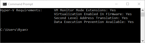 hyper-v-requirements via cmd or powershell prompt