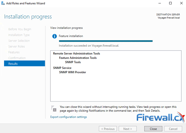 windows server snmp installation complete