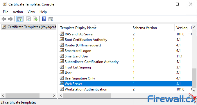 windows ca certificate templates console