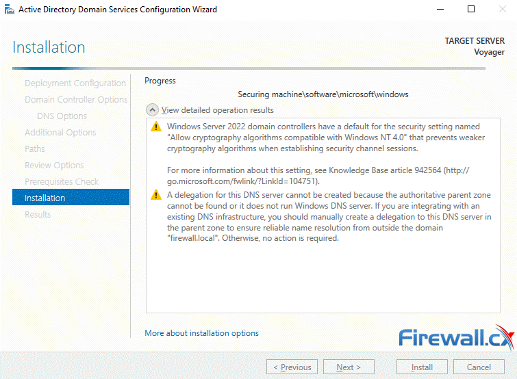 Windows Server 2022 - AD Configuration & Domain Controllor installation in progress