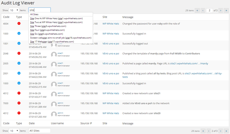 Searching for specific events in WordPress Security Audit Log